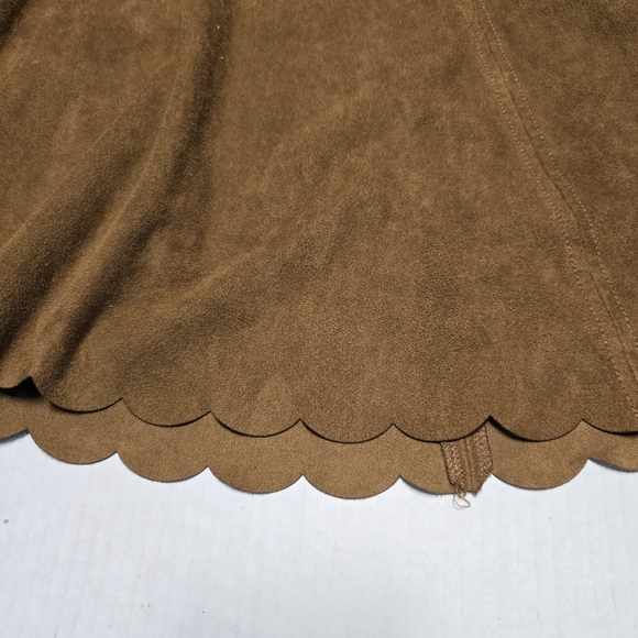 Express Women Brown Suede Like Dress Size Small Scalloped Hem Sleeveless - Picture 13 of 15